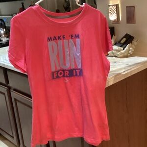 Nike Women’s Short Sleeve Tee in Hot Pink with Blue Graphic